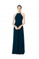 Affordable Spaghetti Strap Long Chiffon Halter A-Line Bridesmaid Dress UK