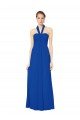 Affordable Sleeveless Long Chiffon Empire Gown with Pleated Halter Straps UK