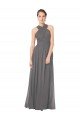 Affordable Long Chiffon Halter Bridesmaid Dress Keyhole Back UK