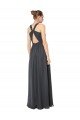 Affordable Long Chiffon Halter Bridesmaid Dress Keyhole Back UK