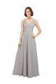 Affordable Twist Shouder Full Chiffon Bridesmaids Dress with V-Neckline and V-Back UK