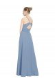 Affordable Chiffon Bridesmaids Dress with Draped V-Neck Bodice and Keyhole Back UK