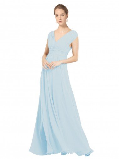 Affordable Chiffon Bridsmaids Dress with V-Neckline and Tie V Back UK