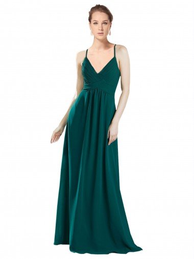 Affordable Sexy Chiffon Bridesmaid Dress with Deep V-Neckline UK