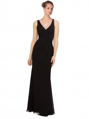 Affordable Open V-Back Chiffon Bridesmaids Dress with V-Neckine UK