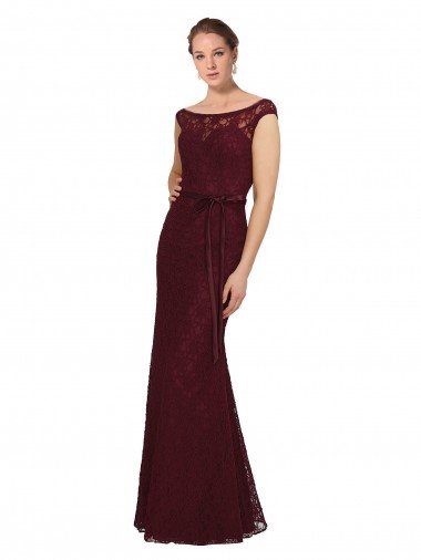 Affordable Lace Bridesmaids Dress with Matching Satin Tie Sash UK