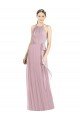 Affordable Shirred Halter Neck Long Chiffon Bridesmaid Dress UK