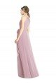 Affordable Shirred Halter Neck Long Chiffon Bridesmaid Dress UK