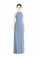 Affordable Halter Neck Tie Back Long Chiffon Bridesmaid Dress UK