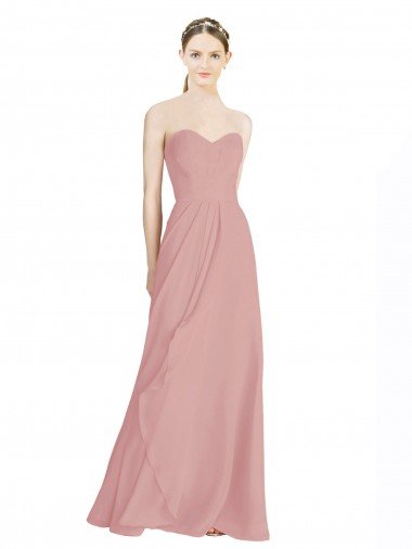 Affordable Daped A-Line Chiffon Bridesmaid Dress with Pleated Sweetheart Bodice UK