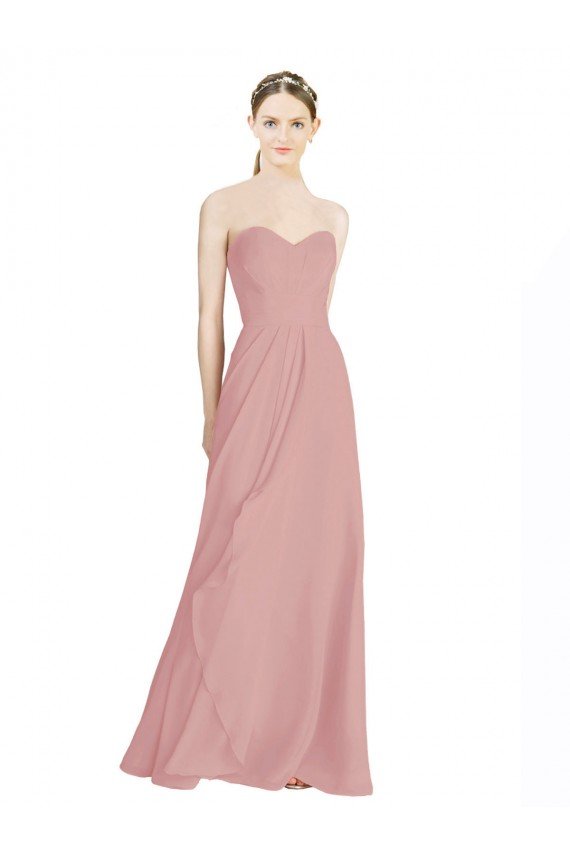 Affordable Daped A-Line Chiffon Bridesmaid Dress with Pleated Sweetheart Bodice UK