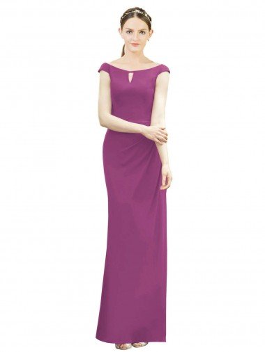 Affordable Full Length Long Chiffon Bridesmaid Dress with Boat Neck UK