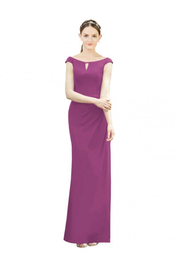 Affordable Full Length Long Chiffon Bridesmaid Dress with Boat Neck UK