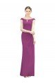 Affordable Full Length Long Chiffon Bridesmaid Dress with Boat Neck UK