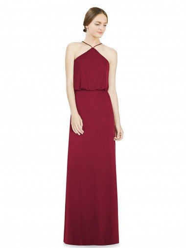 Affordable Sleek Halter Neck A-Line Chiffon Bridesmaid Dress UK