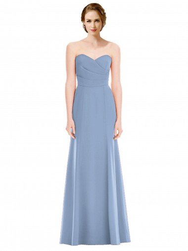 Affordable Draped Strapless Sweetheart Trumpet Chiffon Bridesmaid Dress UK