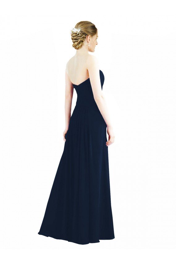 Affordable Sweetheart Neckline Draped Floor Length Chiffon Bridesmaid Dress UK