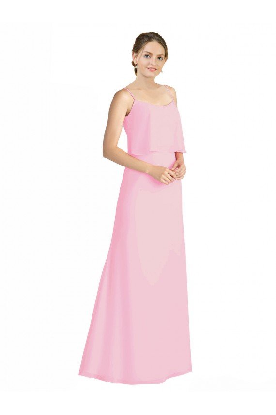 Affordable Spaghetti Straps A-Line Chiffon Bridesmaid Dress Low Back UK