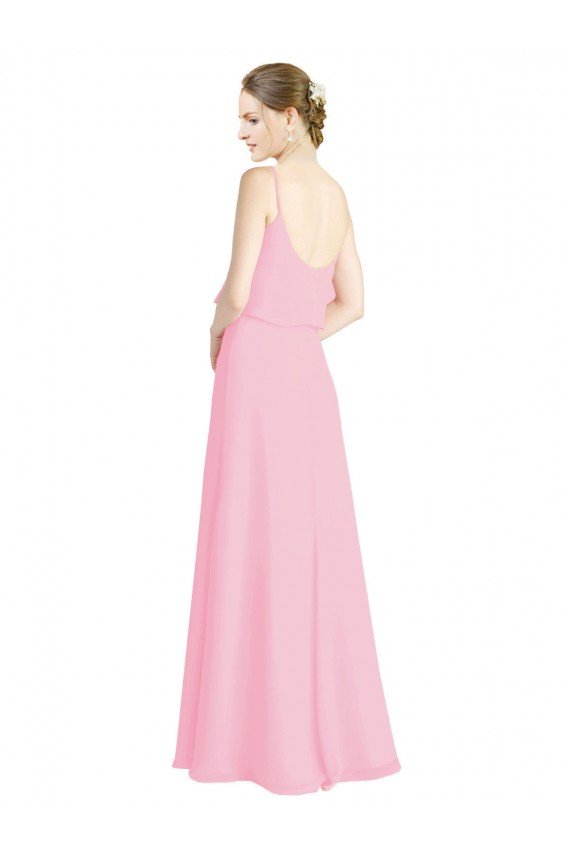 Affordable Spaghetti Straps A-Line Chiffon Bridesmaid Dress Low Back UK