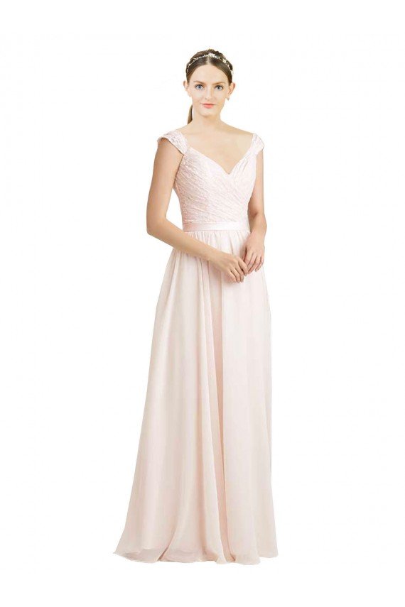 Affordable Sweetheart A-Line Chiffon Bridesmaid Dress with Ruched Lace Bodice UK