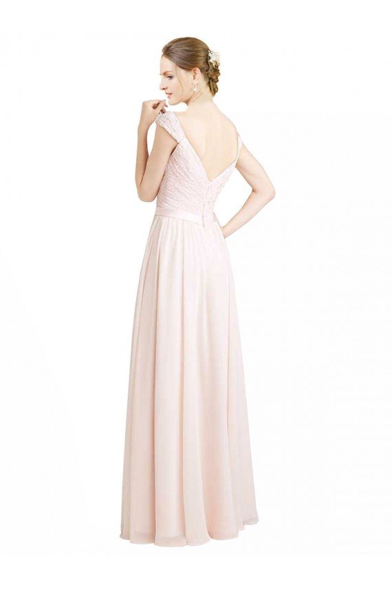 Affordable Sweetheart A-Line Chiffon Bridesmaid Dress with Ruched Lace Bodice UK