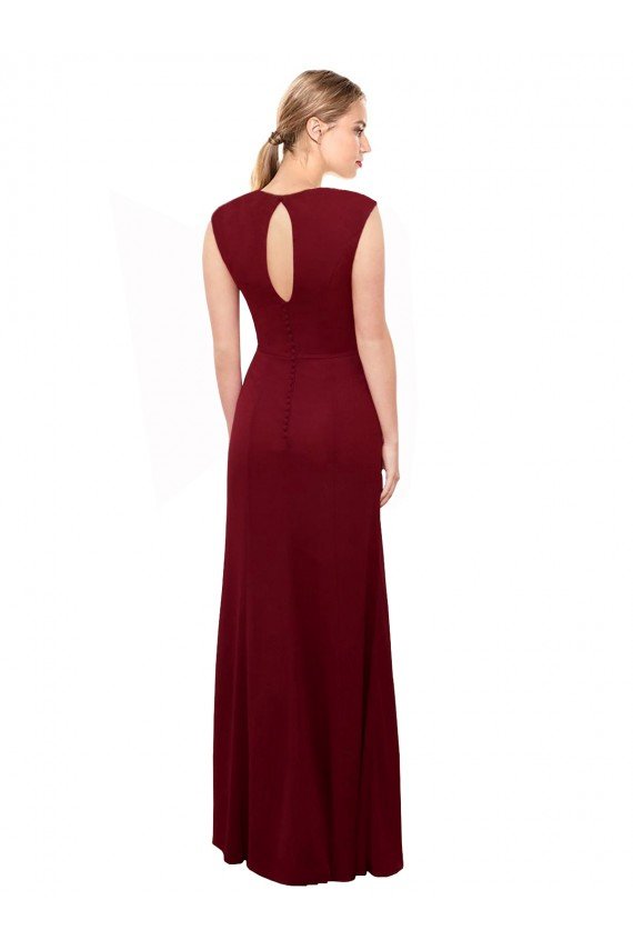Affordable Cap Sleeves Chiffon Bridesmaid Dress / Prom Dress with Pleated V-Neck Bodice UK