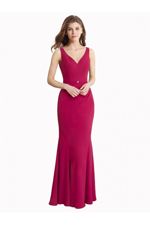 Affordable V-Neck Mermaid Chiffon Bridesmaid Dress / Prom Dress with V-Back and Belt UK