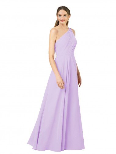 Affordable Grecian Inspired Simple One Shoulder Chiffon Formal Bridesmaid Dress with Ruching UK