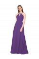 Affordable High Halter Chiffon Bridesmaid Dress with Keyhole UK