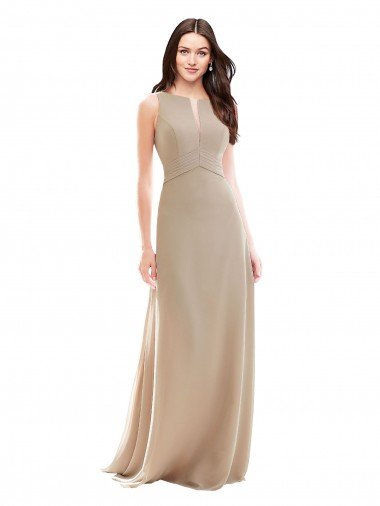 Affordable Elegant Bridesmaid with High Neckline and Illusion V-Neck UK