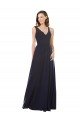 Affordable Elegant Chiffon Bridesmaid Dress with V-Neck Lace Bodice UK