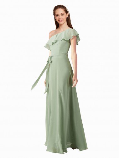 Affordable Chiffon Bridesmaids Dress with Ruffles Flutter Sleeves UK