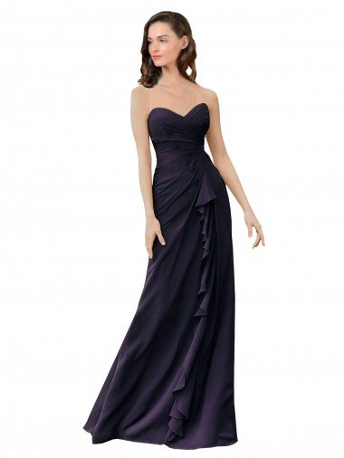 Affordable Strapless Chiffon Bridesmaids Dress with Sweetheart Neckline UK