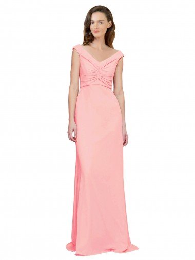 Affordable Luxe Chiffon Bridesmaid Dress with Shoulder Tip Gathered Bodice UK