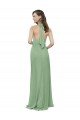 Affordable High Collar Halter Neck Chiffon Bridesmaid Dress with Long Back Tie UK