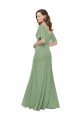 Affordable Chiffon V-Neckline Wrap Bridesmaids Dress With Double Flutter Sleeve UK