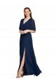 Affordable V-Neck Plush Chiffon Bridesmaid Dress with Flutter Sleeves UK