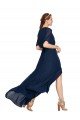 Affordable V-Neck Plush Chiffon Bridesmaid Dress with Flutter Sleeves UK