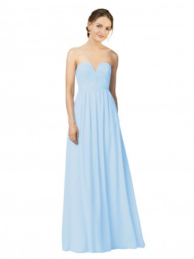 Affordable Full Length Chiffon Bridesmaid Dress with Deep Sweetheat and Shirred Bodice UK