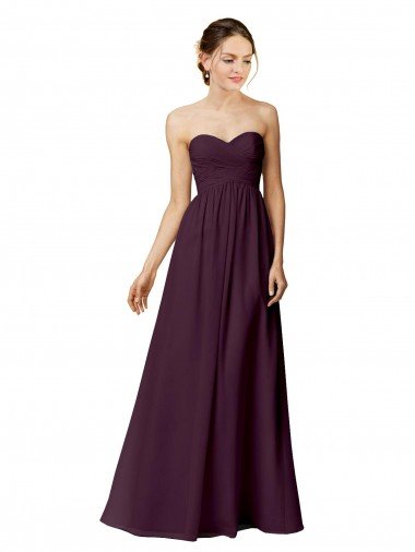 Affordable Strapless Chiffon Bridesmaid Dress with Criss Cross Shirred Bodice UK