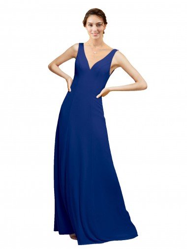 Affordable V-Neck Sheath Chiffon Bridesmaid Dress with V-Back UK