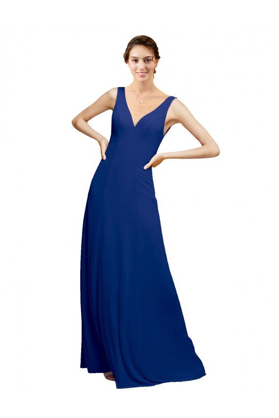 Affordable V-Neck Sheath Chiffon Bridesmaid Dress with V-Back UK