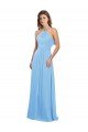 Affordable Chiffon A-Line Bridesmaid Dress with Halter Neck and Ruffled Back Straps UK