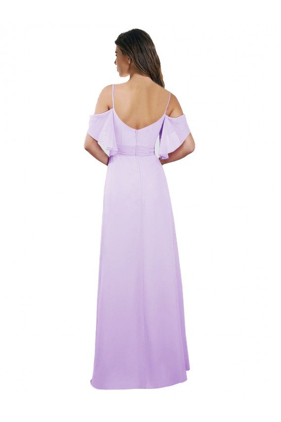 Affordable Chiffon Bridesmaid Dress with Draped Sweetheart Bodice and Off The Shoulder Flounces UK