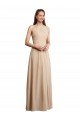 Affordable Draped Halter Neck Long Chiffon Bridesmaid Dress with Tie Back UK