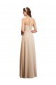 Affordable Draped Halter Neck Long Chiffon Bridesmaid Dress with Tie Back UK