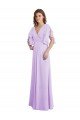 Affordable A-Line Draped Chiffon Bridesmaid Dress with V-Neck and Split Sleeves UK