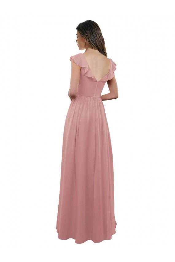 Affordable Chiffon A-Line Bridesmaid Dress with V-Neck Wrap Bodice UK