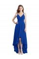 Affordable Draped High Low Chiffon Bridesmaid Dress with Cross Over Bodice UK