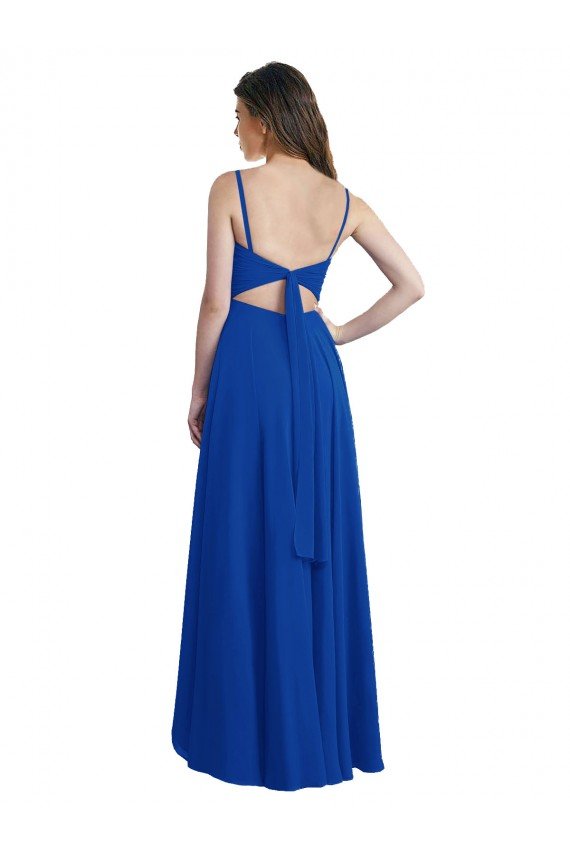 Affordable Draped High Low Chiffon Bridesmaid Dress with Cross Over Bodice UK